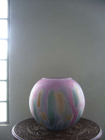 K2170*1950's前後*ボヘミアンガラス 花瓶 フラワーベース ビンテージ*モダン*チェコ製 *エメラルドグリーン*アートグラス*装飾品